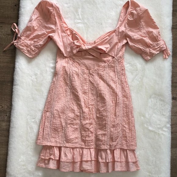 Lulus Blush Pink Woven Pleated Puff Sleeve Dress - Picture 9 of 13